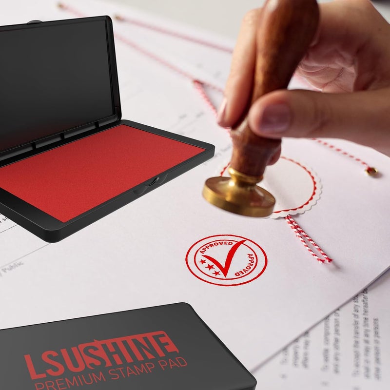 Lsushine Large Stamp Pad, 6.1 x 3.4 Inch Red Ink Pad Premium Quality Felt Pad Rubber Stamp Ink Pad for Office, Home - Image 5